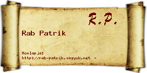 Rab Patrik névjegykártya